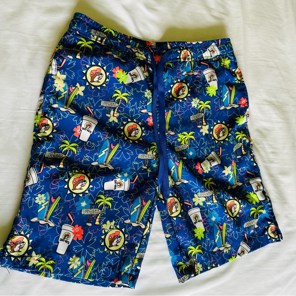 Blue Tropical Print Kid's Swim Shorts Buc-ee’s